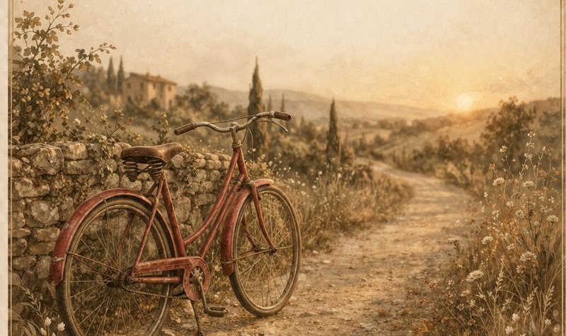 Ilustración de la lámina La bicicleta roja